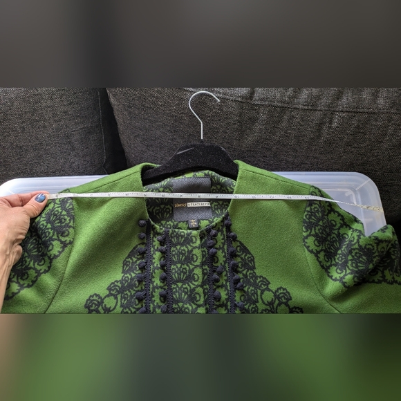 Tracy Reese Green and Black Patterned Coat - Picture 8 of 15